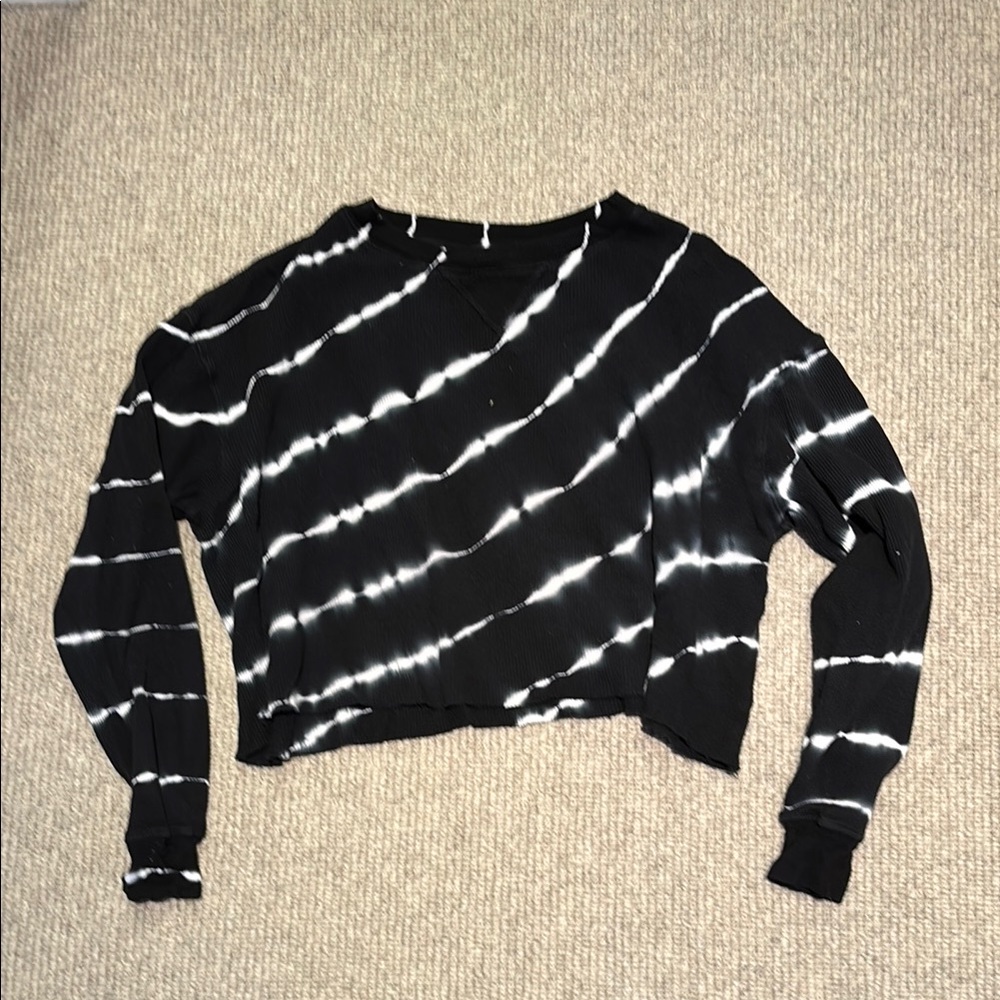 Black and White Tie-Dye Women's Top